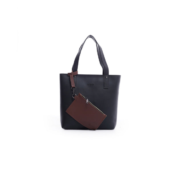 Black Tote Bag With Detachable Pouch