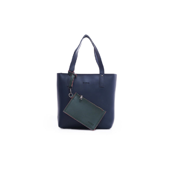 Blue Tote Bag With Detachable Pouch