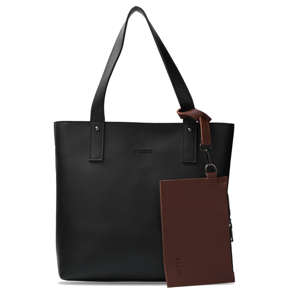 Black Tote Bag With Detachable Pouch