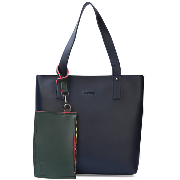 Blue Tote Bag With Detachable Pouch