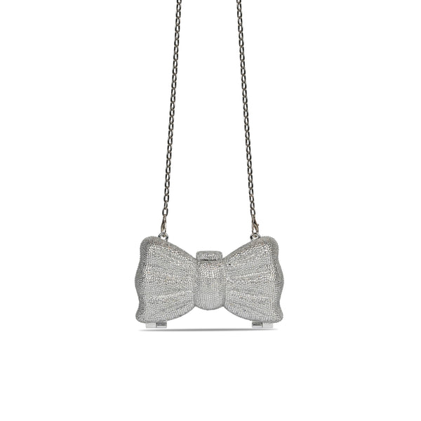 Silver Bow Swarovski Clutch