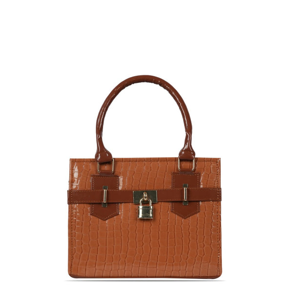 Brown Shine Lock Bag