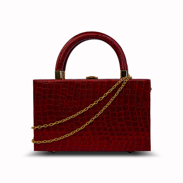 Burgundy Double Handle Boxy Bag