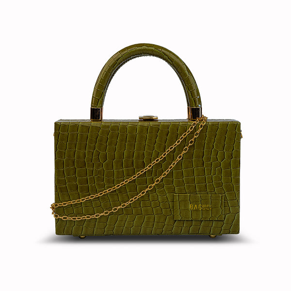 Olive Green Double Handle Boxy Bag