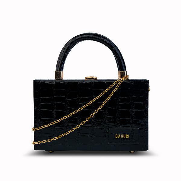 Black Double Handle Boxy Bag