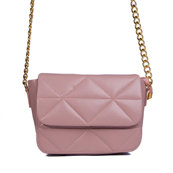 Baby Pink Vertigo Quilted Boxy Chain Bag