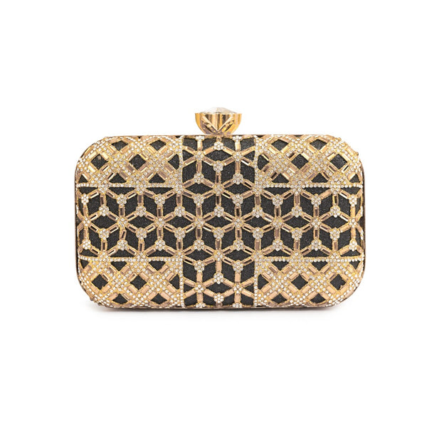 Black Crystal Net Clutch