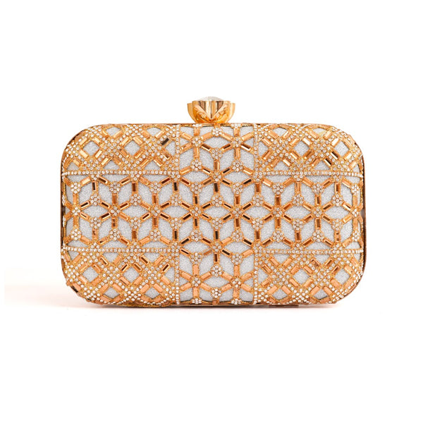 Silver Crystal Net Clutch