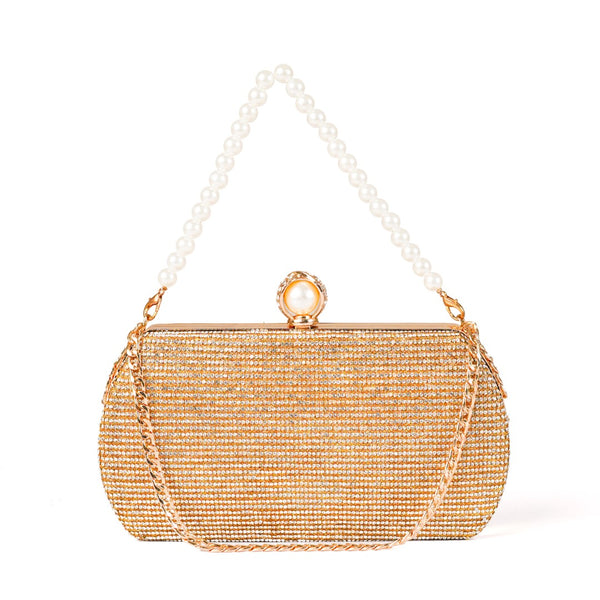 Golden Pearl Chain Clutch