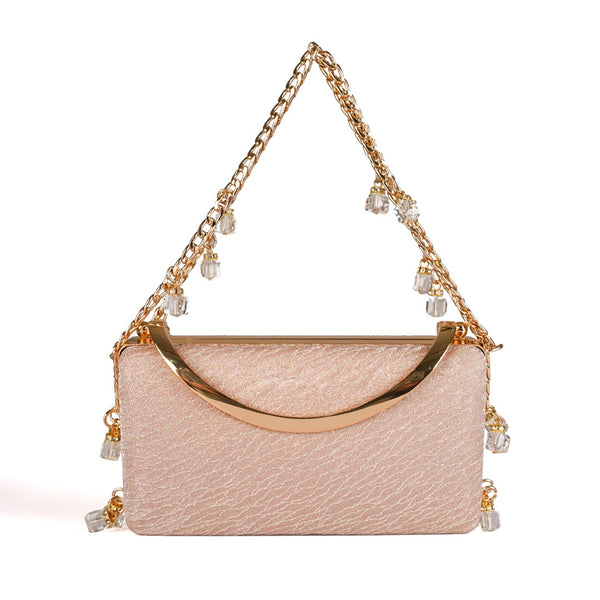 Golden Crystal Chain Clutch