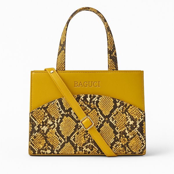 Mustard Snake Croco handbag
